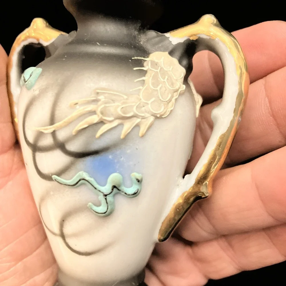 VTG Royal Moriage Dragon Ware Satsuma Mini Urn Vase Hand Painted 3.5